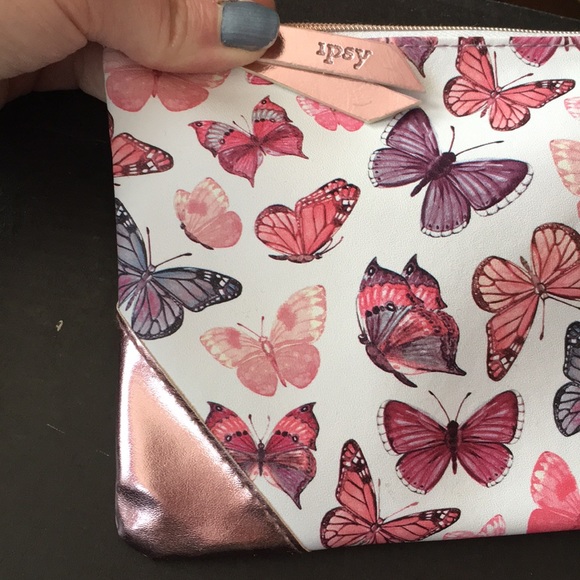 New Rose Gold Pink Purple Butterfly Makeup Bag - Picture 5 of 5